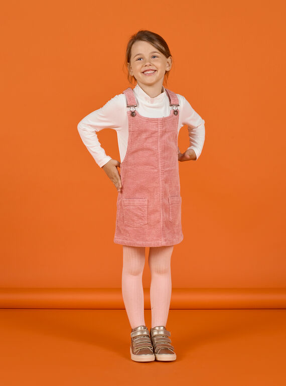 Abito salopette rosa antico in velluto a costine bambina MASAUROB2 / 21W901P3ROB303