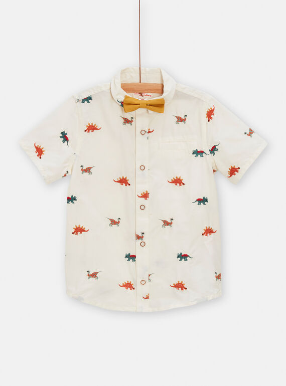Camicia ecrù con papillon con stampa dinosauro bambino TOJASHIRT / 24S90213CHM001