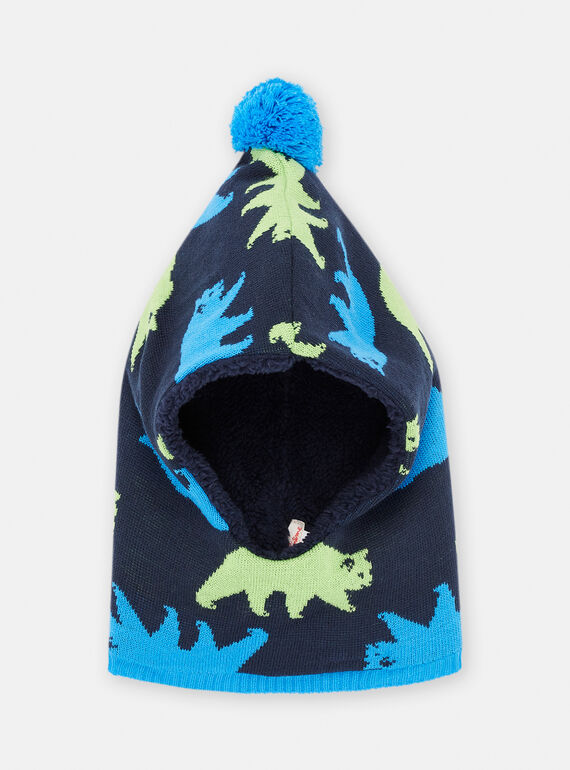 Passamontagna blu notte con stampa orso polare bambino SYOGROCAG1 / 23WI02O3CAG705