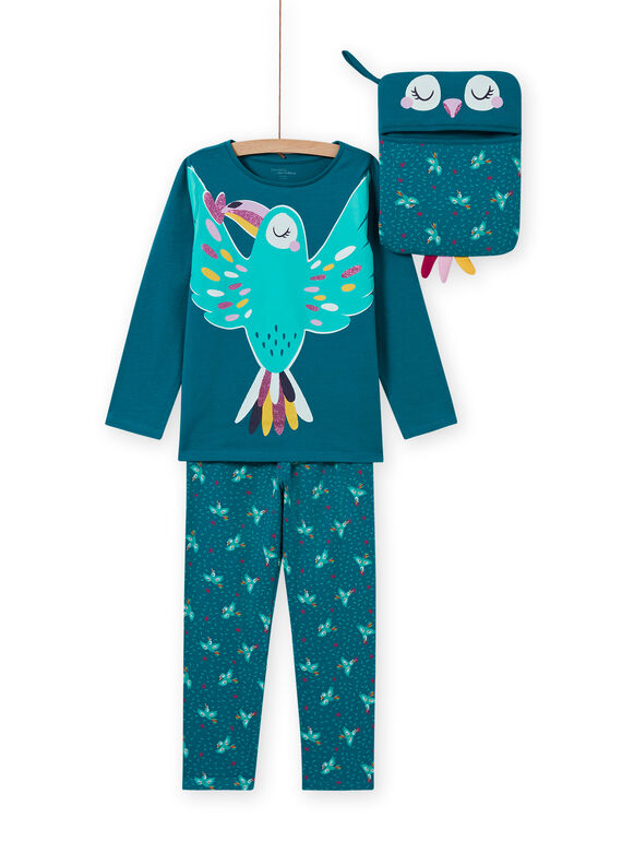 Completo pigiama fosforescente turchese uccello bambina MEFAPYJTOU / 21WH1172PYGC217
