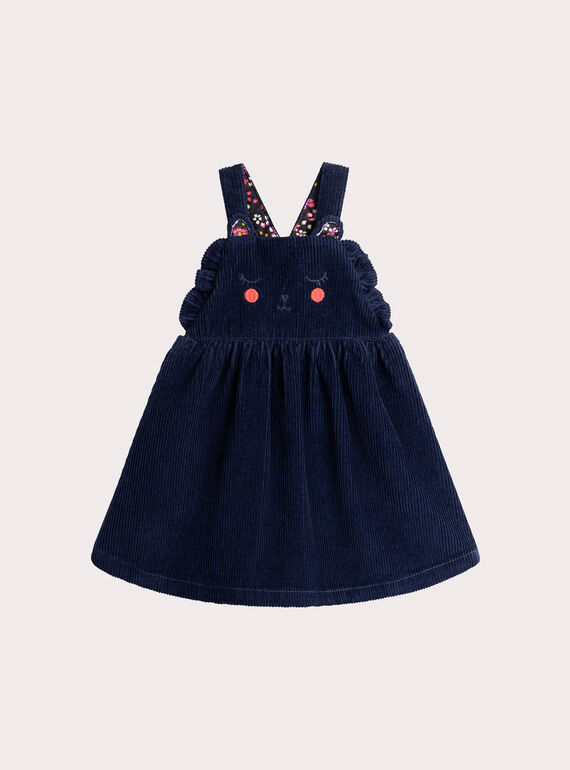 Abito blu mezzanotte in velluto per bambina  VIROROB2 / 24WG09P2ROB070