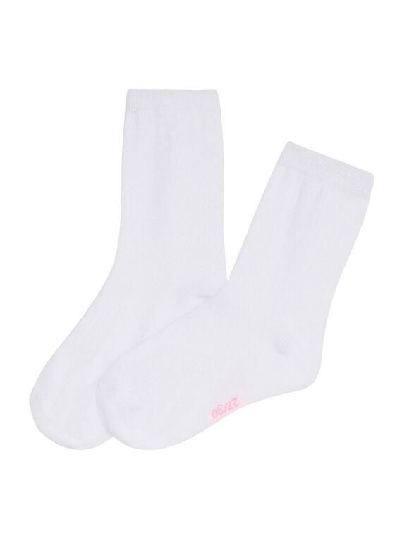 Calze bambina bianche con filato lurex iridescente JYAESCHO6 / 20SI016ASOQ000