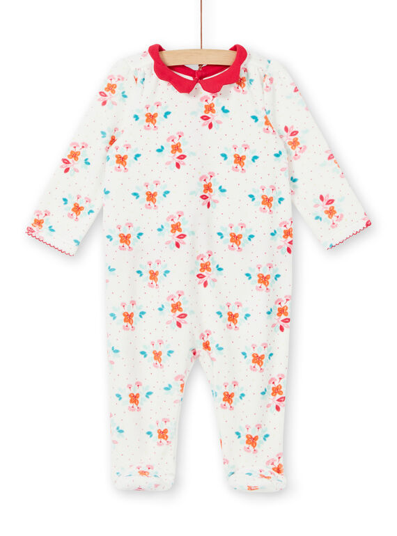 Tutina in velluto neonata con stampa a fiori LEFIGREBOU / 21SH1312GRE001