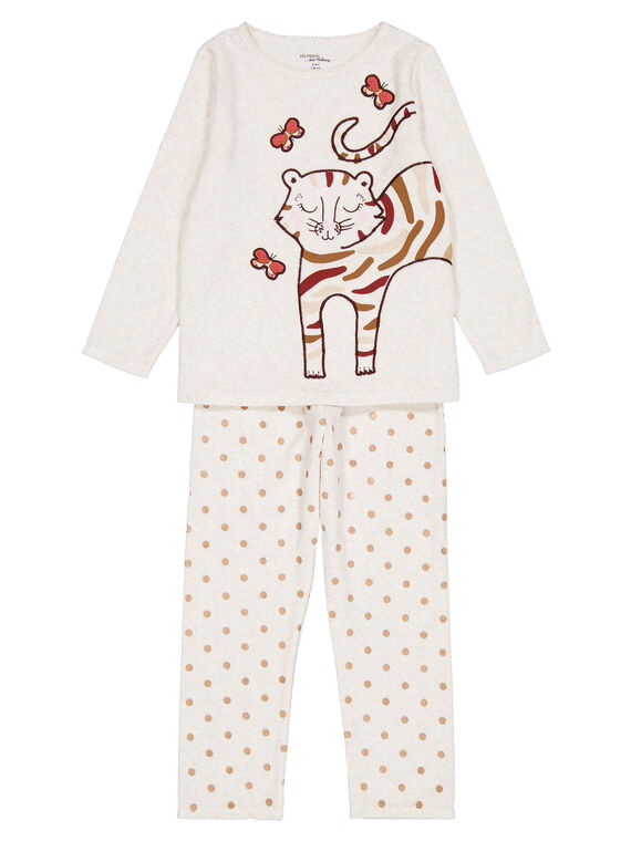 Pigiama beige melange in velluto bambina GEFAPYJTIG / 19WH11N9PYJ006