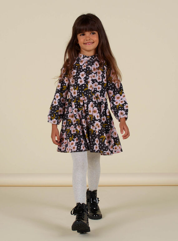 Abito in velluto a costine con stampa pois e fiori bambina MAHIROB1 / 21W901U3ROBJ905