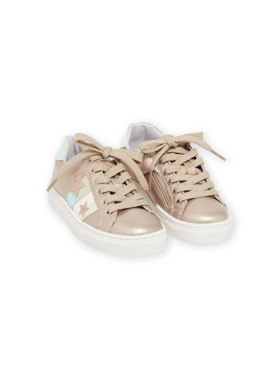 Sneakers dorate in pelle con patch stella e fasce fantasia RABASTAR / 23KK3523D3F954