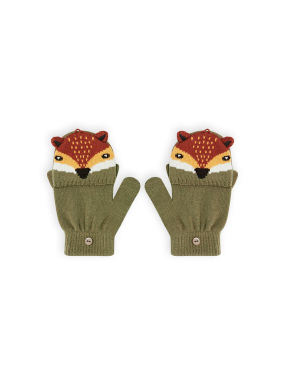 Muffole verde kaki motivo volpe bambino MYOGROGAN5 / 21WI0265GAN628