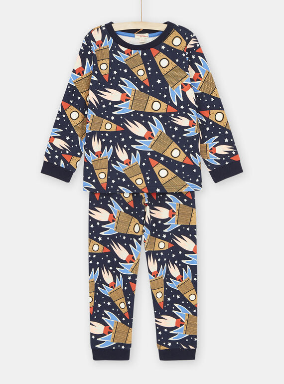 Pigiama blu scuro con stampa missili bambino SEGOPYJSPA / 23WH1233PYJ705