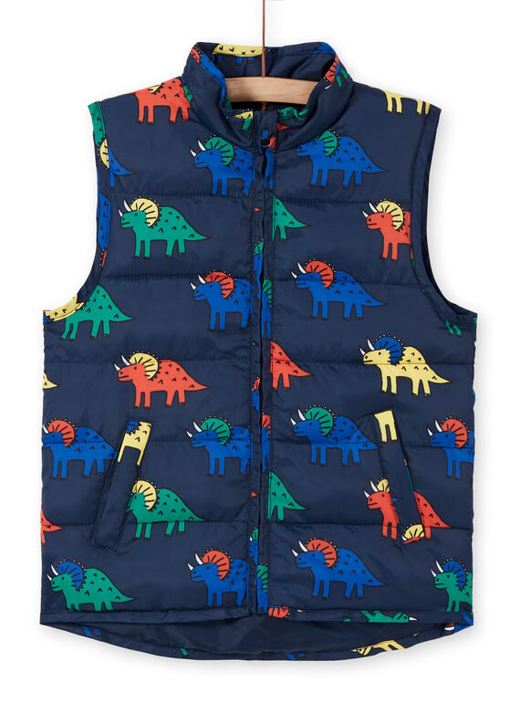 Piumino double face senza maniche blu e rosso stampa dinosauro neonato LUGROIMPEX / 21SG10R2D3E070