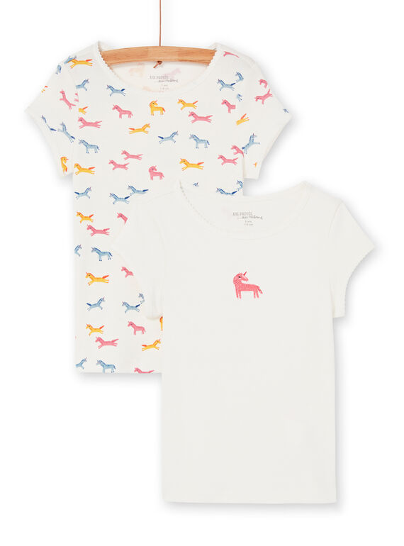 Set 2 t-shirt ecrù e rosa bambina LEFATELIC / 21SH1121HLI001