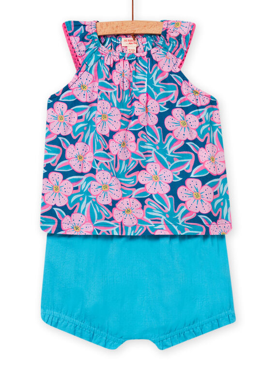Set petrolio t-shirt con stampa a fiori e shorts neonata NIFICENS / 22SG09U1ENS215