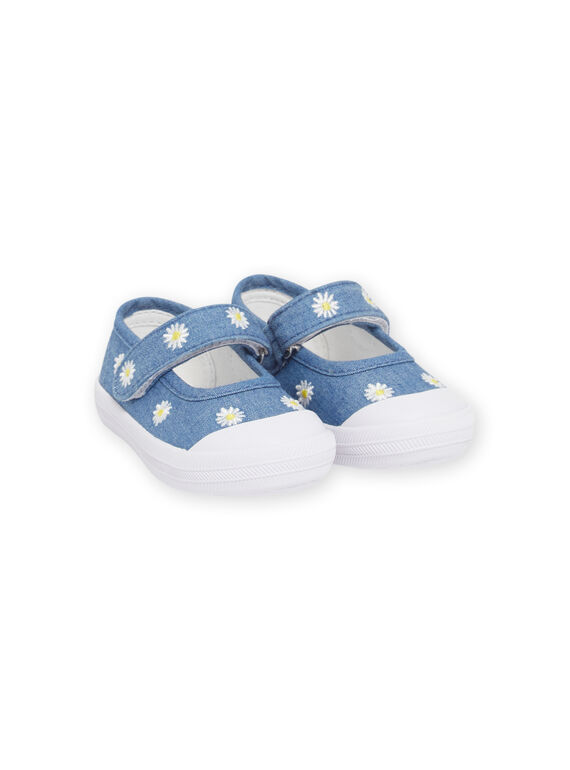 Scarpe baby in tela denim ricamate neonata NITOILDAISY / 22KK3792D17P269