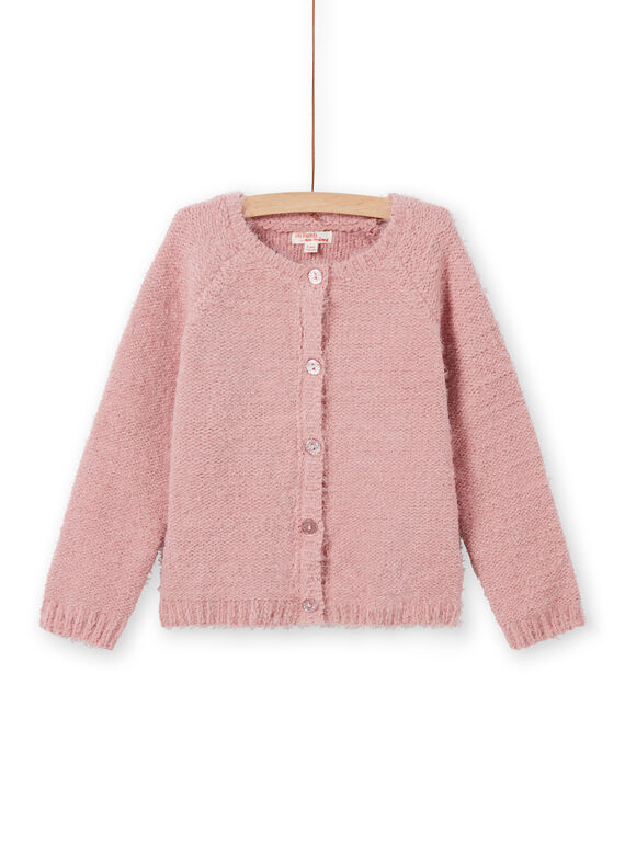 Cardigan in ciniglia rosa antico bambina MAYJOCAR2 / 21W9011ACAR303