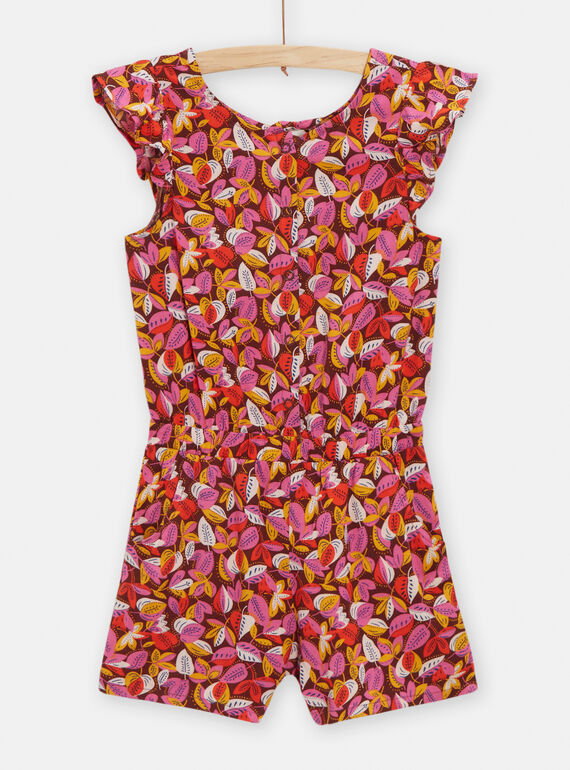 Tuta corta rosa con stampa foglie bambina TALICOMB / 24S901T1SAC816
