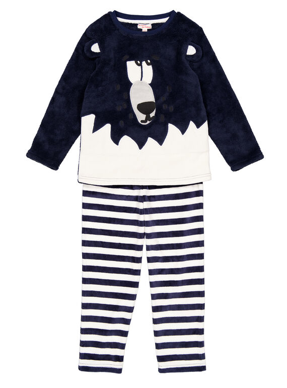 Pigiama navy in velluto e soft boa bambino GEGOPYJBOA1 / 19WH12N3PYJ070