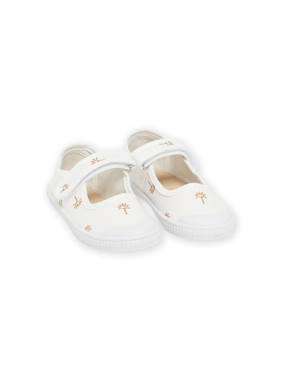 Scarpe baby bianche in tela con stampa palme iridescenti RATOILCEREM / 23KK3572D17001