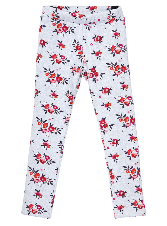 Leggings imbottiti grigio melange con stampa a fiori JAVIPANT / 20S901D1PAN943