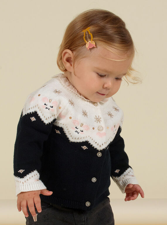 Cardigan in maglia jacquard neonata MIHICAR2 / 21WG09U2CARJ905