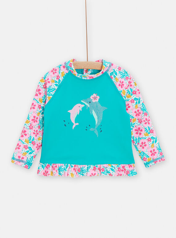 Costume t-shirt blu con stampa a fiori neonata TYITEE / 24SI09G3MAI707