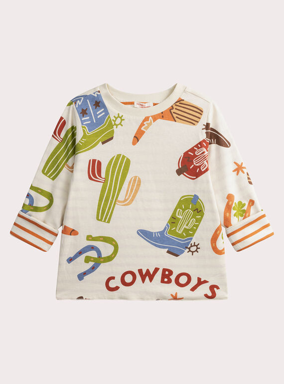 T-shirt double face a righe con stampa cowboy WOLANTEE3 / 25S90242TML005