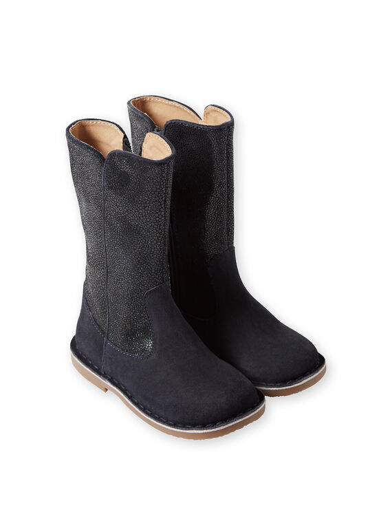 Stivali crosta di pelle navy bambina GFBOTTEJU / 19WK35X3D10070