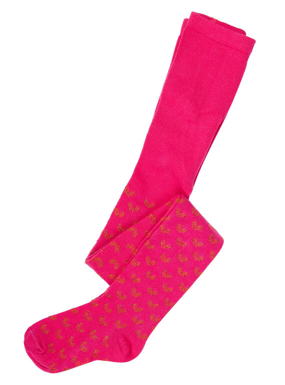 Collant in cotone bambina rosa con motivi lurex JYAVICOL1 / 20SI01D1COLF507