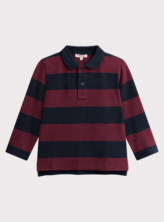Polo a righe bordeaux e blu navy per bambino VOJOPOL3 / 24W902G1POL503