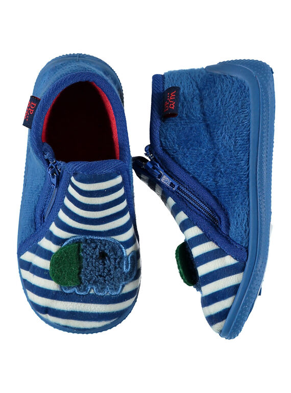 Babbucce velluto blu a righe neonato GBGBOTELE / 19WK38Z5D0A070