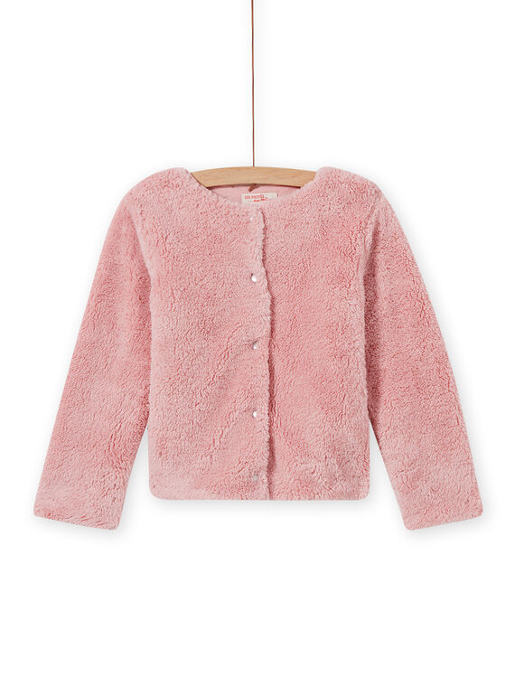 Cardigan double face rosa chiaro in finta pelliccia bambina MAJOCARF3 / 21W90112CAR312