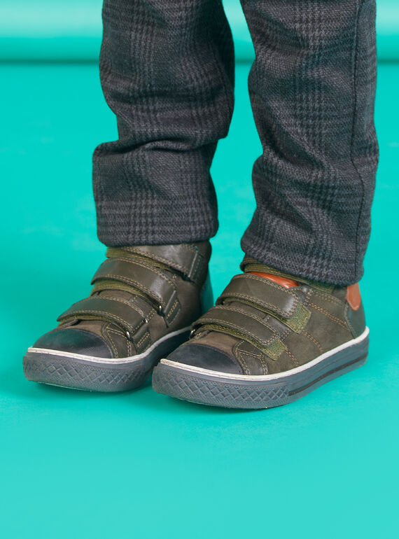 Sneakers alte scamosciate verdi kaki bambino MOBASTRIVKAKI / 21XK3673D3F604