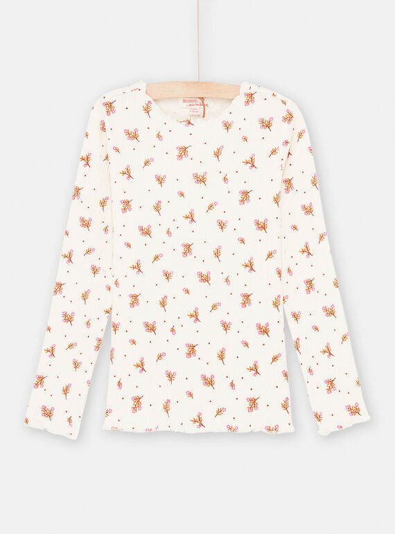 T-shirt ecrù con stampa a fiori bambina SAJOUTEE1 / 23W901G1TML001