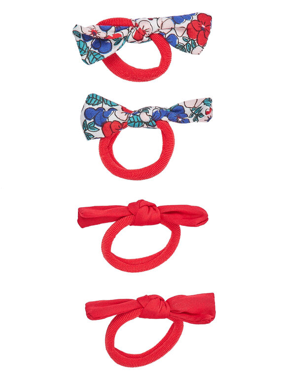 Set 4 elastici con fiocchi (2 con motivo fiori + 2 tinta unita) JYAJACLIC2 / 20SI01B1BRT050