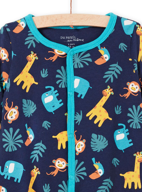 Tutina double face blu notte stampa animali neonato MEGAGREANI / 21WH1486GREC205