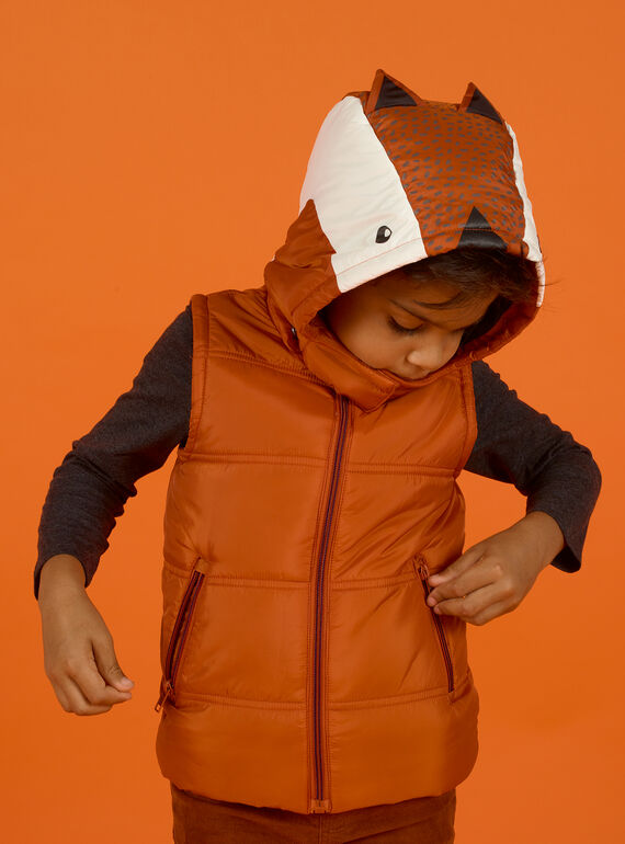 Piumino senza maniche con cappuccio motivo volpe bambino MOGRODOU2 / 21W90251BLOE402