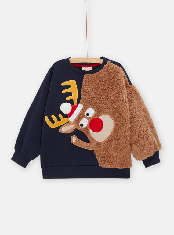 Felpa navy e marrone scura bambino SOWAYSWE / 23W902S1SWE705