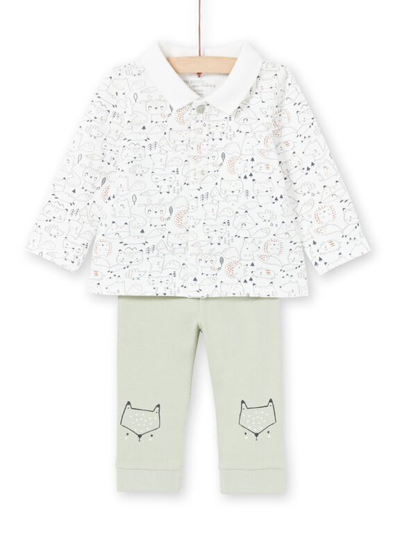 Set camicia e pantaloni bianco e kaki nascita bambino MOU1ENS4 / 21WF0441ENS001