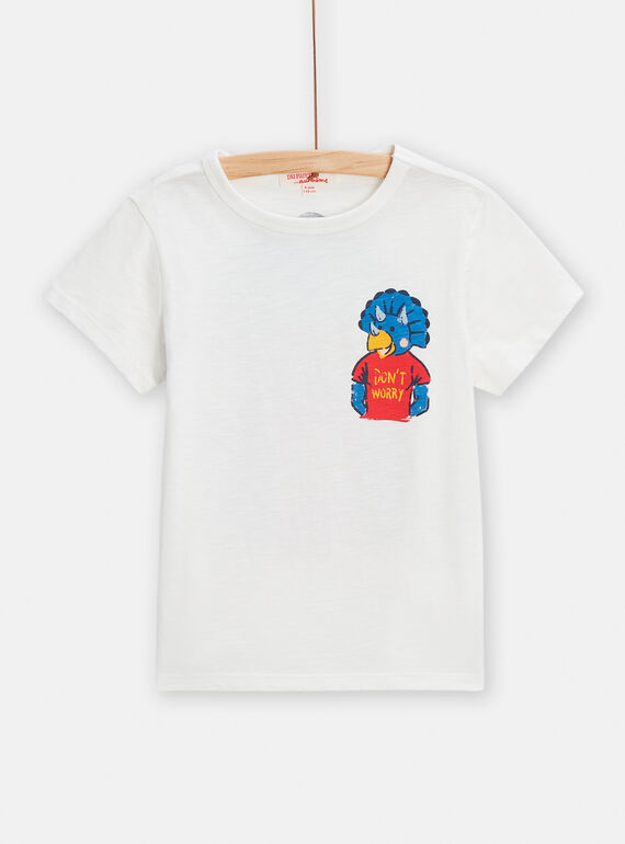 T-shirt bianca e blu con motivo dinosauro bambino TOJOTI1 / 24S902B6TMC001
