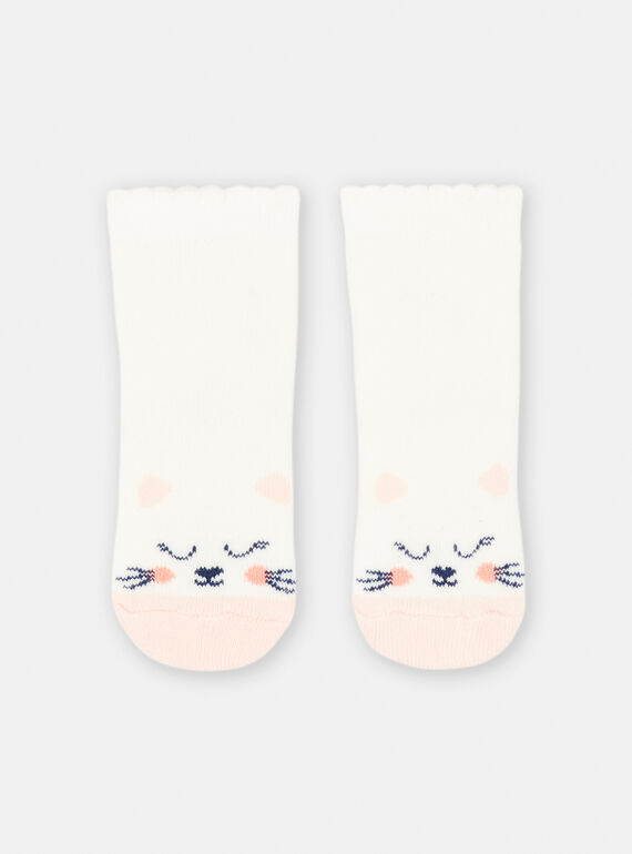 Calze ecrù con motivi gatti neonata SYIJOSOQB1 / 23WI09N8SOQ001