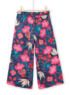 Pantaloni taglio morbido navy e rosa con stampa a fiori LABONPANT / 21S901W1PAN716