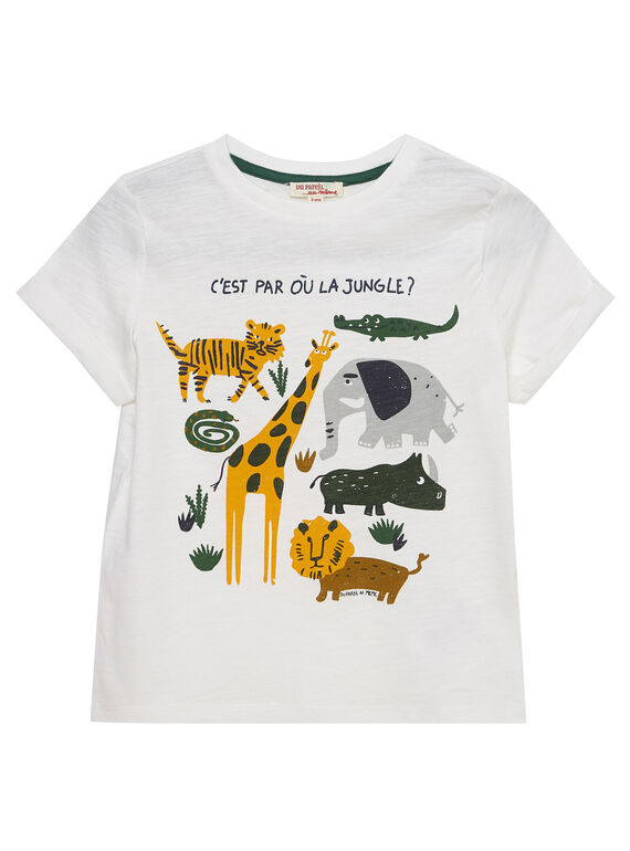 T-shirt bambino maniche corte ecrù con stampa animali JODUTI4 / 20S902O2TMC001