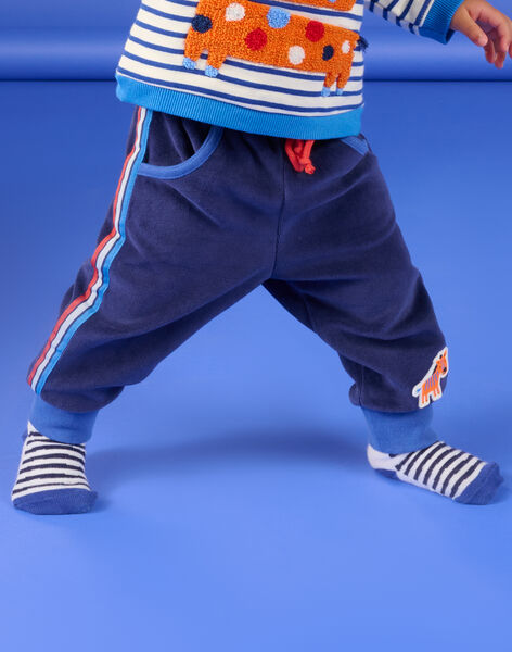 Pantaloni blu majorelle con motivo zebra RUNAUPAN3 / 23SG10N3PANC231