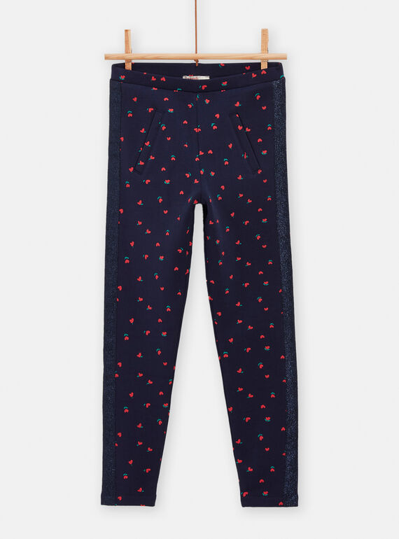 Treggings navy con stampa a fiori bambina TAJOMOL2 / 24S901B3PANC205