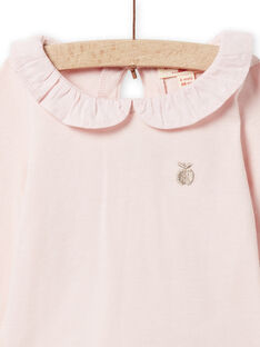 T-shirt rosa cipria sul collo con volant neonata NIJOBRA2 / 22SG0973BRAD327