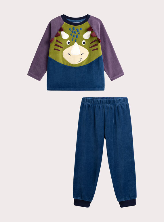 Pigiama in velluto a dinosauro per bambino VEGOPYJTRI / 24WH1292PYJC210