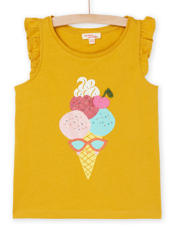 Canotta giallo mimosa con stampa cono gelato RAPOPDEB / 23S901X1DEBB105
