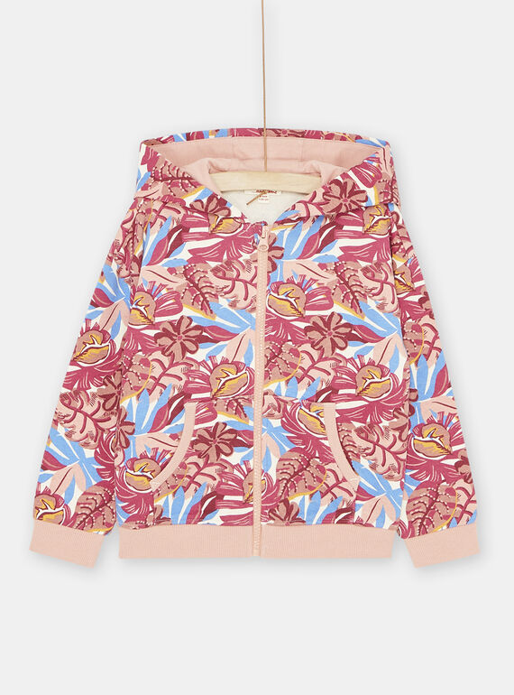 Giacca sportiva rosa e blu con stampa a fiori bambina SAJOHAUJOG3 / 23W901B1JGH003