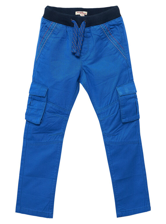 Pantaloni elasticizzati cargo bambino blu acceso. JOVIPAN2 / 20S902D1PAN703