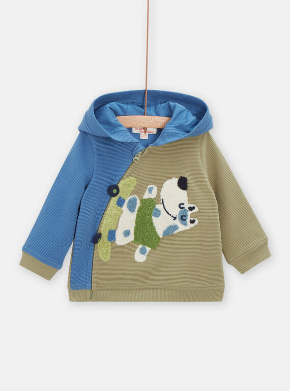 Cardigan kaki con fantasia con cani per neonato VUGAGIL / 24WG1011GILG608
