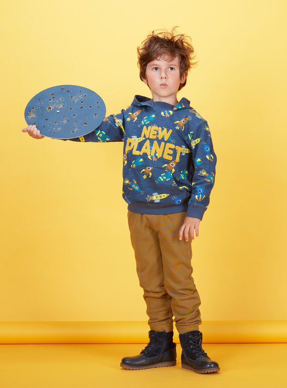 Felpa con cappuccio navy con stampa bambino KOGOSWE / 20W902L1SWE705