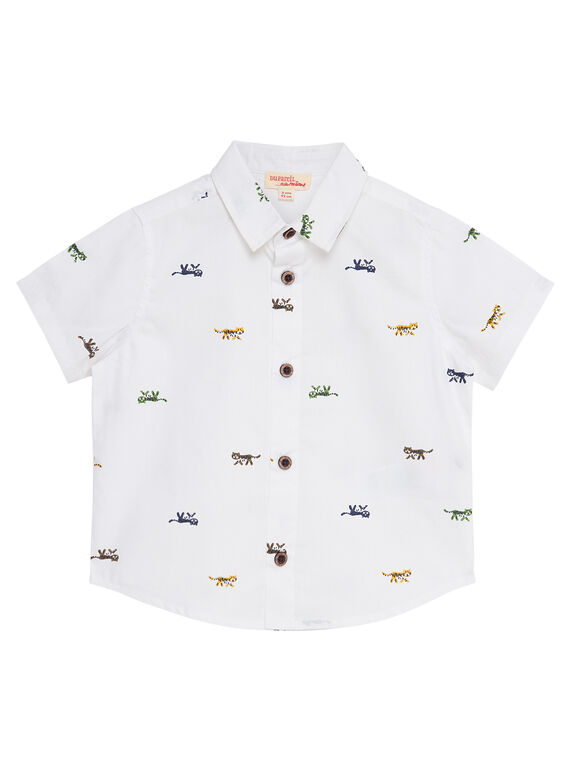 Camicia maniche corte bambino ecrù con stampa tigre JOTROCHEM / 20S902F1CHM001
